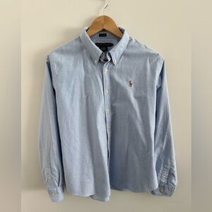 Polo Ralph Lauren Women’s M Long Sleeve Oxford Shirt Flesh Pony Logo Blue